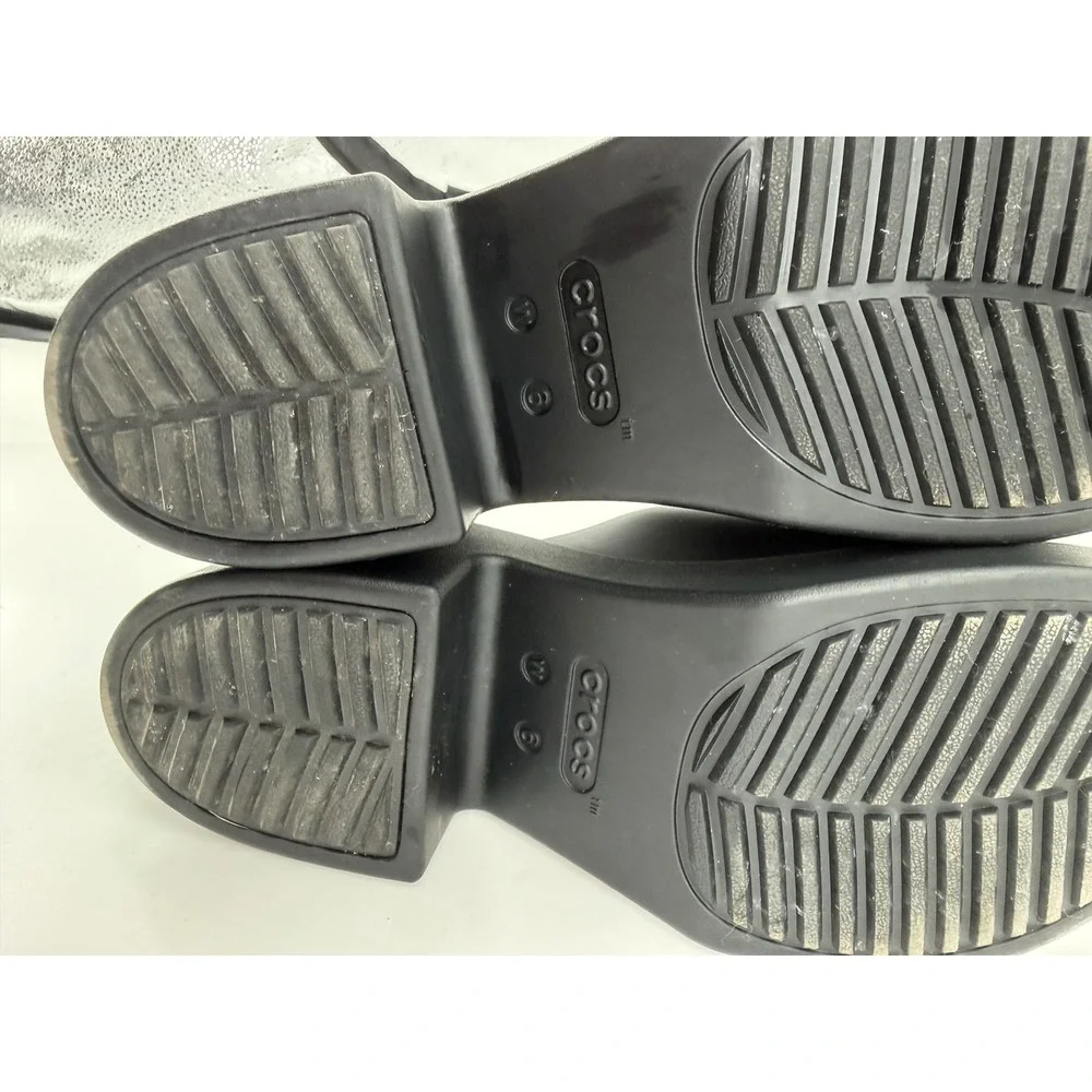 Crocs Brooklyn High Wedge Sandal Black Platform Mules Womens Size 6 206222-060